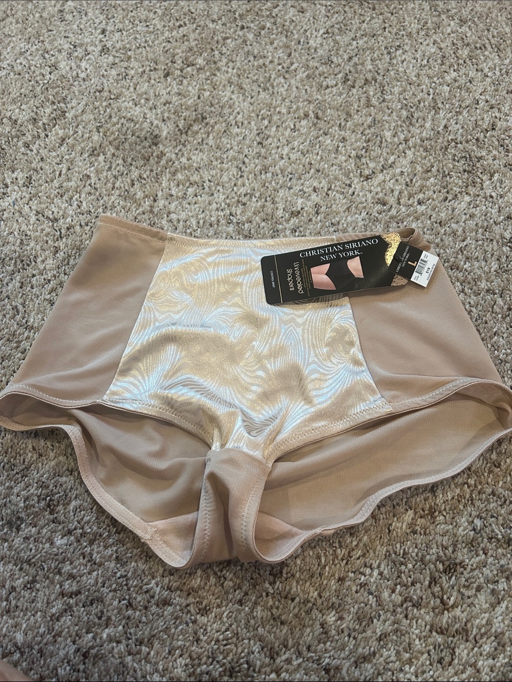 Christian Siriano Shaping Briefs in Beige with Shimmer Panel